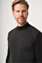 Black-Smoked Turtleneck Long Sleeve Knitted Comfort Fit Cotton Sweater 1012265151 - 3