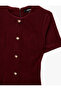 Slim Fit Crew Neck Short Sleeve Ornament Button Mini Dress - 3