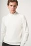 Cream Color Turtleneck Long Sleeve Knitted Comfort Fit Cotton Sweater 1012265001 - 4