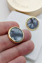 Smoked Cracked Round Gold Women's Earrings (2.2cm Diameter) - 2