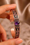 Women's Copper Bracelet Handcrafted Pure Copper Oval Amethyst Natural Stone Women's Copper Adjustable Bracelet - 4