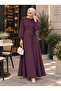 Women's Belted Long Tunic Dress, Textured Long Sleeve Maxi Dress with Hijab - 3
