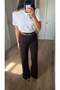 Brown Wide Leg Jeans - 4
