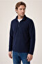 Zippered Bato Collar Regular Fit Fleece Sweatshirt - 2