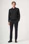 Black Polo Collar Long Sleeve Knitted Comfort Fit Cotton Sweater 1012265159 - 2