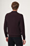Purple Polo Collar Long Sleeve Knitted Comfort Fit Cotton Sweater 1012265007 - 5