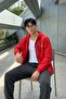 Men's Waterproof Lined Hooded Red Raincoat - 3