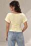 2230 Women's Boat Neck Bat Sleeve Draped Blouse Yellow - 5