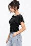 2230 Women's Boat Neck Bat Sleeve Draped Blouse Black - 4