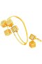24K Gold Plated Copper Square Jewelry Set, Hollow Design Bangle and Matching Ring, 2 Pieces