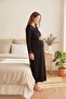Lalina Lace Detailed Maternity and Postpartum Long Sleeve Nightgown Suitable for Breastfeeding - 4