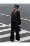 Women's Black Hooded Oversize California Design Printed Sweatshirt-Black Baggy Fit Sweatpants Set - 3
