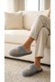 Women's Gray Floral Embroidered Furry House Slippers 3 cm Byndti̇mjnakci̇c01 - 7