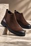 Brawn Genuine Leather Men's Chelsea Boots with Vintage Toe Detail and Elastic Thick Sole - 3