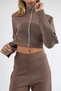 Modal Textured Zippered Collared High Waist Wide Leg Two-Piece Set - 6