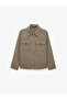 Wool Blend Covered Pocket Patterned Classic Collar Long Sleeve Zipper Shirt