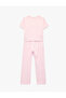 Relaxed Fit Leopard Print Crew Neck Short Sleeve Pajama Set - 2