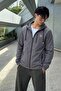 Men's Waterproof Lined Hooded Dark Gray Raincoat - 6