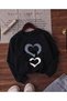 Girls' 4-Pack Daisy and Heart Printed Crewneck Sweatshirts (Black-Grey-Navy Blue-White) - 6