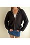 Turtleneck Zippered Soft Textured Sweatshirt - 4