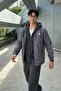 Men's Waterproof Lined Hooded Dark Gray Raincoat - 2