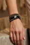Nubuk Leather Metal Ball-Filled Bracelet