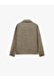 Wool Blend Covered Pocket Patterned Classic Collar Long Sleeve Zipper Shirt - 2