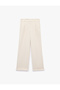 High Waist Regular Fit Wide Leg Fabric Trousers with Pockets