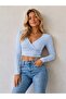 Women's Double-Breasted Collared Long-Sleeved Cropped Length Sandy Fabric Blouse