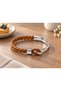 Rosvian Amberhook Caramel Brown Leather Men's Bracelet - Silver Metal Weave - 3