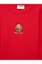 Dog Embroidery Detailed Cotton Camisole Crew Neck Long Sleeve T-Shirt - 3