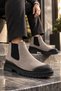 Brawn Genuine Leather Men's Chelsea Boots with Vintage Toe Detail and Elastic Thick Sole - 4