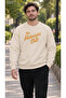 Men's Yellow Typography Text Printed Crew Neck Casual Regular Fit Sweatshirt