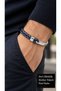 Lorvani Slatecurve Gray Blue Leather Men's Bracelet - Silver Tone Open Clasp