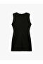Slim Fit Buttoned Frog Closure Crew Neck Sleeveless Crepe Mini Dress - 2