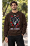 Men's Geometric Panther and Black Red Graphic Printed Crew Neck Casual Regular Fit Sweatshirt