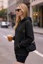 Women's Winter Thick Fleece Lined Puff Fabric Hooded Regular Sweatshirt with Kangaroo Pocket - 5