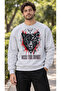 Men's Geometric Panther and Black Red Graphic Printed Crew Neck Casual Regular Fit Sweatshirt