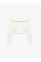 Drawstring Slim Fit Camisole Off-The-Shoulder Long Sleeve T-Shirt - 2