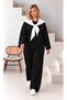 Women's Plus Size Crew Neck Scarf Detailed Oversize Loose Cut Lycra Modal Fabric Tracksuit Set 29502 - 3