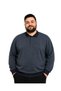 Men's Large Size Melange Indigo Thessaloniki Polo Collar Sweatshirt 3Xl-4Xl-5Xl-6Xl-7Xl-8Xl