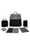 Zori Diaper Backpack 7pc-Set with Changing Mat, Wet Bag, Pouches - Grey