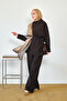 Women's Tissue Collar Bat Sleeve Trouser Suit Brown - 6
