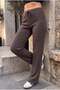 Women's Brown Corded Camisole with Spanish Flared Hem and Eyelet Detail Lace-Up Bottom