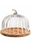 Acacia Base Glass Cake Dish – Cake, Pie, and Dessert Presentation Dish with Lid