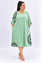 Plus Size Floral Patterned Printed Long Women's Dress with Drawstring Detail on the Sleeves