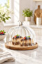 Acacia Base Glass Cake Dish – Cake, Pie, and Dessert Presentation Dish with Lid - 3