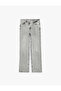 Cotton Buttoned Regular Waist Straight Leg Denim Trousers - Straight Fit Jean