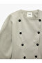Asymmetrical Cut Long Sleeve Buttoned Double Breasted Blazer Jacket - 3