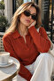 Women's Tile Polo Collar Long Sleeve Knitwear Sweater - 4